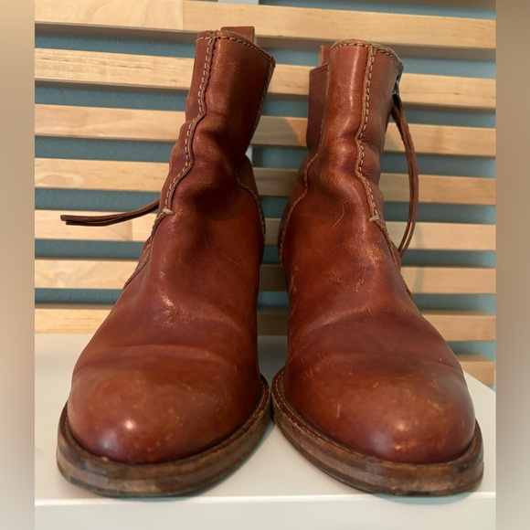 ACNE STUDIOS Women's Leather Pistol Boots Ankle Brown Zip Made in Italy Size 37 - Picture 2 of 7